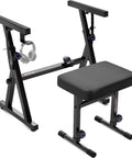 Heavy Duty Portable Keyboard Stand And Adjustable Bench Set For 54 To 88 Key Pianos And Digital Keyboards, Z-style, black