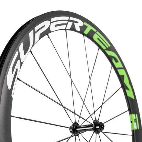 50mm Carbon Road Wheelset 700C Clincher With 23mm Inner Width, Toray T700 Carbon Fiber, EN Quality Tested, front wheel detail
