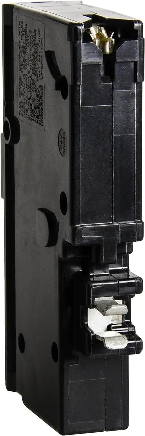 Side view of Homeline 15 Amp One Pole Arc Fault Circuit Interrupter CAFI CAFCI 120 Volt AC Breaker with 10kA breaking capacity