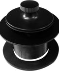 Matte Black Twist And Close Bathtub Drain Stopper Kit Featuring Matching Overflow Faceplate Plus Adapter Bushing For That Slick Bathroom Refresh And Definitely No Fuss Installation Plumbers Choice Gear Handled In A Bulk 50 Pack top view of drain stopper