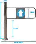 Heavy Duty One Way Metal Safety Gate For Retail Stores And Libraries Slick Swing Entrance with dimensions 97cm height and 7.6cm width.