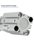 Compact Guide Rod Air Cylinder And Pneumatic Actuator Provides No fuss Non Rotating Linear Motion For Cramped Automation Bays, aluminum design.