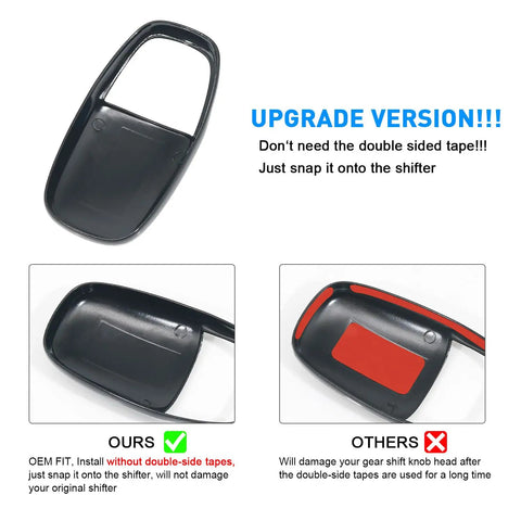 Gear Shift Knob Head Cover for Dodge Charger Challenger Durango ABS Interior Shell Insert Decoration Protector with Red Trim Easy Snap On Install No Tape Custom Fit Car Accessory Upgrade comparison
