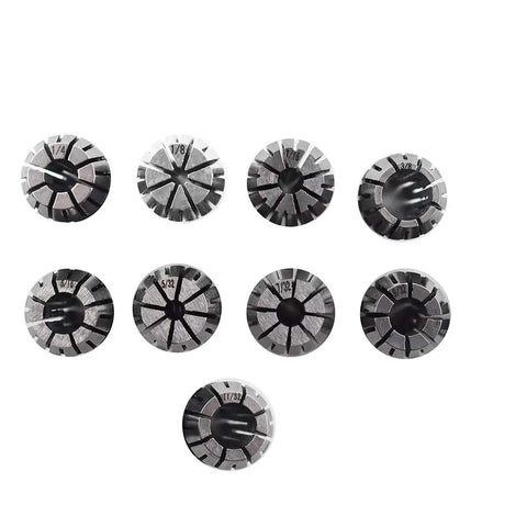 9Pcs ER16 Spring Collet Set For CNC Milling Lathe And Engraving Machines, Gripping Range 1/8 To 3/8 Inch, 1065 Carbon Steel, High Precision 0.015mm