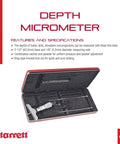 Micrometer Depth Gauge Set With Ratchet Speeder In Case, Plain Thimble, 0-3 Inch Range,.001 Inch Graduation in black case