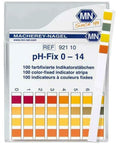 0 To 14 pH Indicator Strips 100 Count Pro Grade pH Testing For Labs Or Home Use Chemically Bound Indicators Prevent Bleed Clear Color Readouts No Contamination Flat Box Storage 4 To 30 C Lab Grade Bench Essential, box with color chart and strip