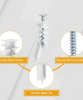 Heavy Duty Self Drilling Drywall Anchors And Screws kit featuring durable nylon plastic, strong galvanized screws, and no-drill sharp tip.