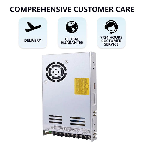 Heavy Duty 24 Volt 350 Watt Switching Power Supply with fan, designed for automation and LED setups.