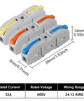 34 Piece Quick Connect Wire Splice Kit With Lever Nut Connectors for Easy No Fuss Wiring of AWG 28 to 12 1 in 1 Out Inline Terminals Insulated