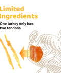 Turkey Tendon Chews For Dogs 20 Count Bulk Pack Pure Turkey US Sourced image showing limited ingredients from two tendons.