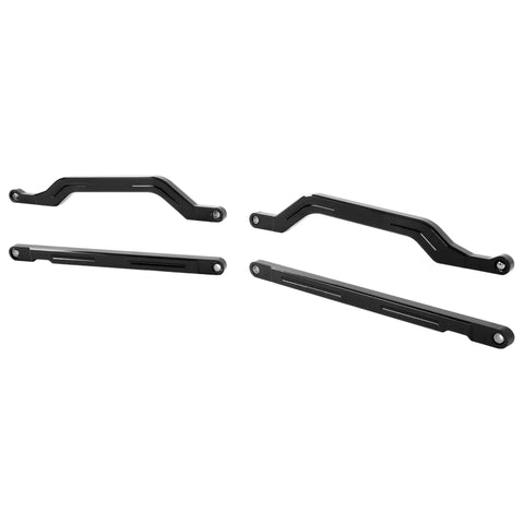 High Clearance Boxed Rear Radius Rods Arms For Polaris RZR XP 1000 And RZR XP 4 1000, 2017 To 2023, Aluminum And 304 Stainless Steel, Powder Coated Finish, Built Tough For Off Road Suspension Upgrade. black boxed rear radius rods set shown on white background