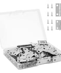 Rock Solid 70 Pcs Mini Hinge Set With 300 Tiny Screws Includes Both 24 X 16 Mm And 18 X 15 Mm Sizes, silver folding butt hinges in storage case.