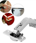135 Degree Corner Folded Cabinet Door Hinge For Kitchen And Bathroom Cabinets Nickel Plated Iron Silver Finish Two Hole Base 1mm Thick