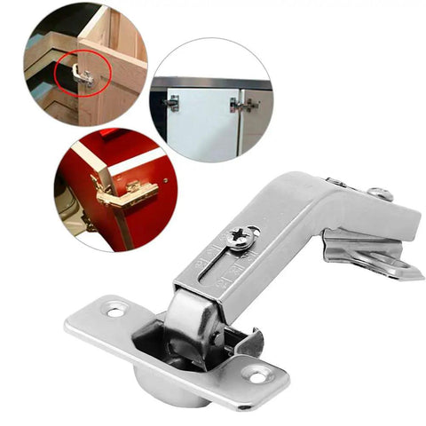 135 Degree Corner Folded Cabinet Door Hinge For Kitchen And Bathroom Cabinets Nickel Plated Iron Silver Finish Two Hole Base 1mm Thick