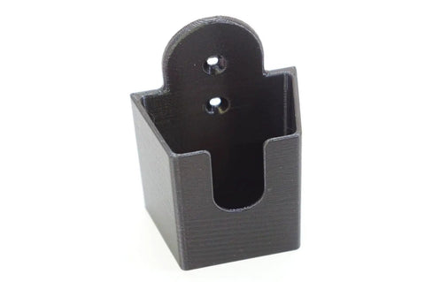 EWESD Wall Mount Holder Bracket Stud Finder, black plastic bracket with two holes for mounting, compact design.