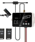 High Power Wireless Dump Trailer Remote Controller For 12V Hydraulic Systems, No Wires, Works With 3-Wire Or 4-Wire Setups, 100 Ft Range, Easy Install, Includes Two Remotes For Dump And Tilt Trailers, product image showing controller and remotes.