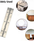 Rock Solid 6 Pack Heavy Duty Stainless Steel Piano Hinges For Cabinet Doors And Gates Built Different Rust Proof Silver Finish on furniture.