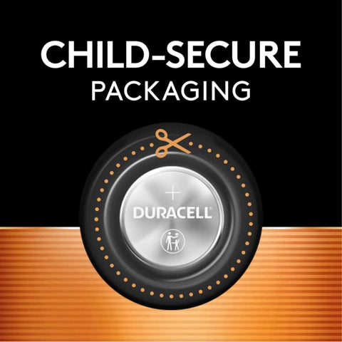 Reliable CR2025 Lithium Button Cells 3 Volt Coin Batteries 4 Pack with child-secure Duracell packaging design.