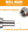 Stainless Steel Hose Swivel Nut Barb Fittings 2 Pack Five Sixteenth Inch Barb Connectors For Ball Lock And Pin Lock Kegging Systems MFL Quick Disconnects Corny Keg Fit CO2 Regulator Hose Adapter, 7/16 smooth threads, stainless barb