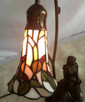 Mermaid And Lily Flowers Tiffany Style Stained Glass Accent Table Lamp 20 Inch Tall Elegant Nightstand Light With Warm White Glow