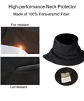 Keep Your Neck Covered With This Heavy Duty Kevlar Welding Neck Gaiter Stops Hot Sparks And Flying Embers During Real Grind Shifts On The Job Site Or In The Shop In Black Large, showing fire and cut resistance features.
