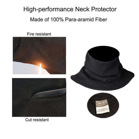 Keep Your Neck Covered With This Heavy Duty Kevlar Welding Neck Gaiter Stops Hot Sparks And Flying Embers During Real Grind Shifts On The Job Site Or In The Shop In Black Large, showing fire and cut resistance features.