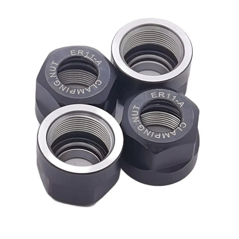 4 Pack ER11-A Collet Clamping Nuts For CNC Milling Chuck Holder Lathe, precision ground, hardened 40Cr steel, black oxide finish.