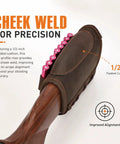 Adjustable Cheek Riser Rifle Stock Pad With Leather Protection And Eight-Round Ammo Holder on wooden rifle stock