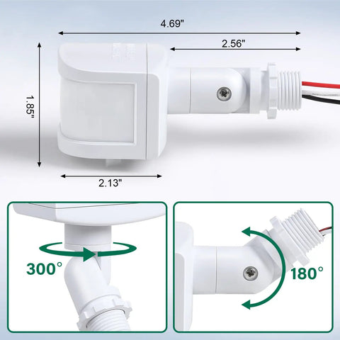 Solid Build Outdoor Motion Sensor With 240 Degree Sweep, Adjustable Dusk To Dawn Lux And 60 Foot Reach, Triple Mode Security Floodlight Switch, No Sweat Replacement For Your Yard Setup