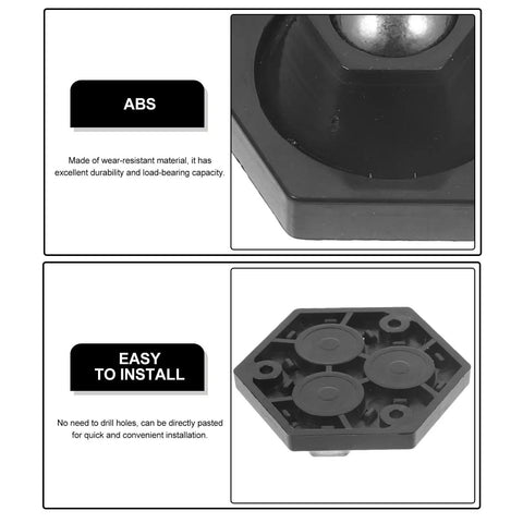 Close-up of 4 Pack Mini Swivel Caster Wheels With Self Adhesive Base, showing ABS material detail and easy non-drill installation.