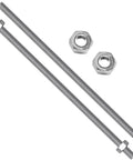 Two 3/8-16 stainless steel fully threaded rods with hex nuts, 10 inches long, right-hand threads.