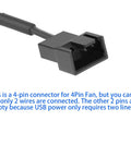 4-pin connector for 2 Pack USB 5V To 12V 4 Pin Fan Speed Controller For PC Cooling Fans Low Power 8W Output with 11.8 Inch Cable