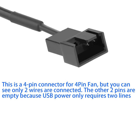 4-pin connector for 2 Pack USB 5V To 12V 4 Pin Fan Speed Controller For PC Cooling Fans Low Power 8W Output with 11.8 Inch Cable