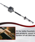 Ready To Roll With This Sweet Morse Taper One Lathe Pen Turning Mandrel Kit Including Five Nifty Seven Millimeter Bushings And A Tailstock Center For Smooth As Butter Slim Line Projects On Your Bench, showing a lathe pen turning mandrel.