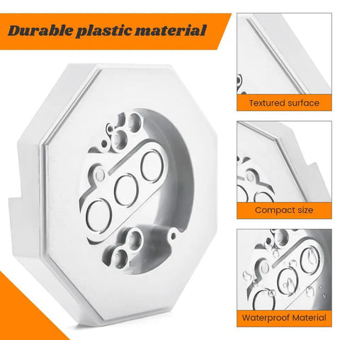 Vinyl Siding Mounting Block Kit With Built In Electrical Box For Outdoor Lighting Vertical Light Mount Blocks For Half Inch Lap Siding White Finish Easy Install No Fuss Exterior Light Mounting Bracket, white plastic, textured surface
