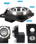 Precision 5th Axis Hollow Rotary Table With Versatile CNC Indexing Platform For Welding And Milling Jobs Built Tough to Handle High Heat, showing different angles and features.