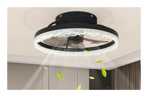 Chandelier, ARLGSITE 16" Smart Silent Ceiling Fan with Light -Acrylic Flush Mount LED Lamp with Hidden Blades in action.