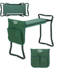 Green Soft EVA Pad Garden Kneeler Seat Folding Bench For Kneeling And Weeding With Tool Pouch 250 Lb Weight Capacity