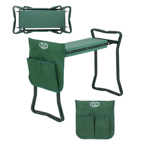 Green Soft EVA Pad Garden Kneeler Seat Folding Bench For Kneeling And Weeding With Tool Pouch 250 Lb Weight Capacity