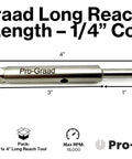 Pro-Graad Long Reach Four Inch Heavy Duty Collet Extension Tool With Carbide Burr And Bit Holder For Die Grinder precision tool