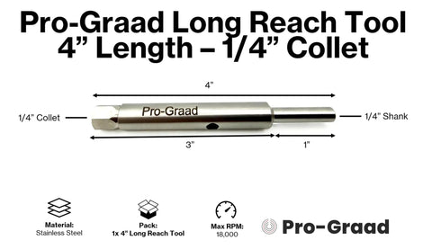 Pro-Graad Long Reach Four Inch Heavy Duty Collet Extension Tool With Carbide Burr And Bit Holder For Die Grinder precision tool