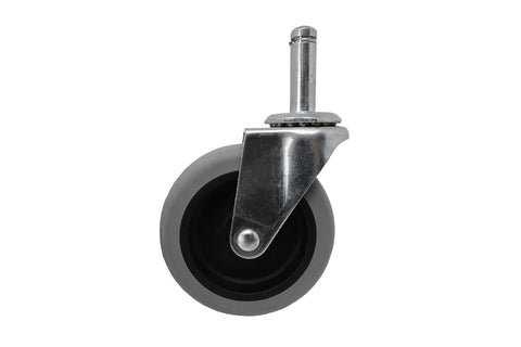 Front view of 3-Inch Swivel Stem Caster With Non-Marking TPR Rubber Wheel, 7/16-Inch Stem Diameter, for furniture and equipment.