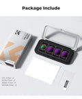 FD161 K-Series CPL ND Filter Kit for Osmo Pocket 4By3 with ND16 ND64 ND256 filters in case with microfiber cloth