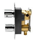HomeStock Modern Single Panel Shower System with Hot Cold On Off Functions, Polished Finish side view of valve components.
