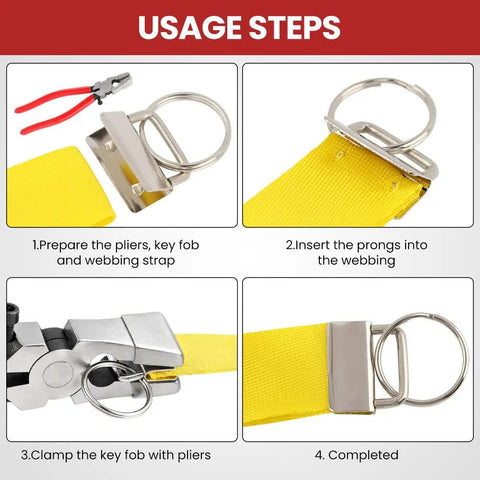 All In One Key Fob Hardware Kit With 40 Sets Of 1 Inch Fob Hardware And 8 Inch Pliers In Four Colors Includes Matching Split Rings