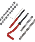 Thread Repair Kit M8x1 25mm Complete Set With Drill Bit, 20 Inserts, Hex Wrench, And Extra Pro Grade Tools For Quick And Easy Thread Repairs In Metal, Plastic, And Aluminum Surfaces. M8x1 kit with drill bit, tap, wrench, and inserts