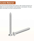 Premium Size 12 X 2.5 Inch Flat Head Phillips Driven Screws, 304 Rust Proof Stainless Steel Wood Fasteners, durable construction.