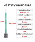 Heavy Duty CNC Eccentric Clamps For Epoxy Glue Nozzles Super Strong Cam Lock Mixing Tools with MB6-24L static mixing tube details.