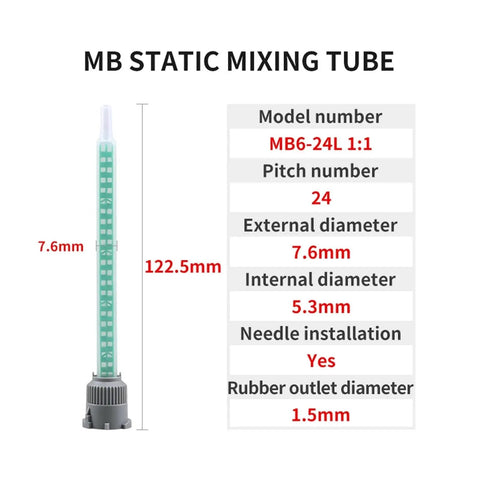 Heavy Duty CNC Eccentric Clamps For Epoxy Glue Nozzles Super Strong Cam Lock Mixing Tools with MB6-24L static mixing tube details.