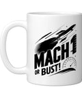 Amateur Rocketry Mug For High Power Rocketeers Mach One Fans 11 Ounce Ceramic White Cup with rocket and speedometer design